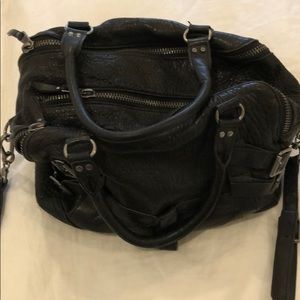 Black leather bag